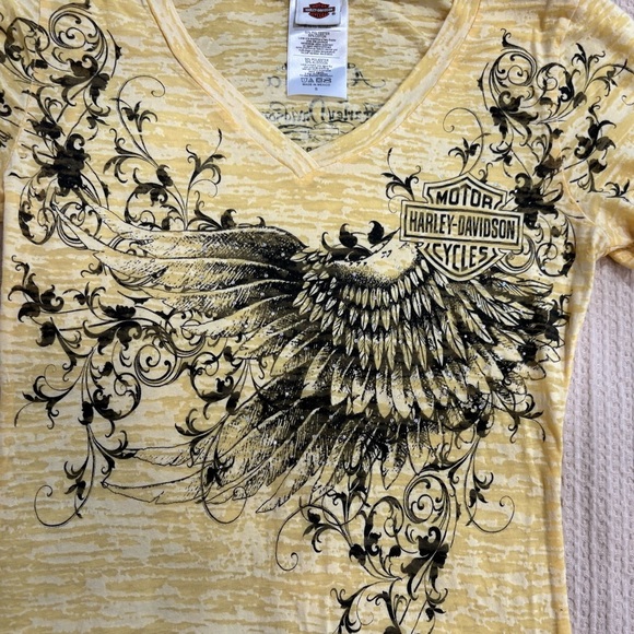 Harley-Davidson Women's Small Sheer Yellow Graphic Tee - Buddy Stubb’s Harley - Picture 2 of 6